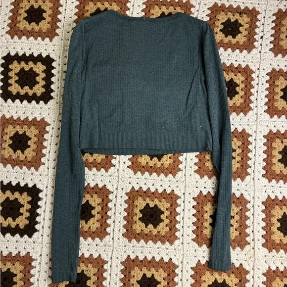 Lululemon Ebb To Street Ribbed Longsleeve Shit in Smoked Spruce Green Size 10 - Picture 6 of 7